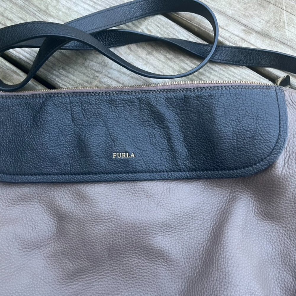 FURLA Pebbled Leather Colorblock Shoulder Tote Bag - Picture 3 of 10